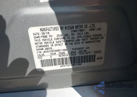 2019 Infiniti Q50 3.0T Luxe z USA, uszkodzony, nr VIN JN1EV7AP2KM511588